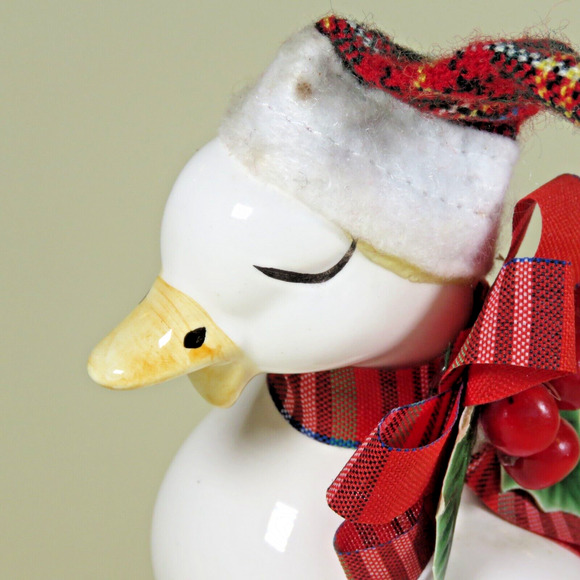 VTG Ceramic Christmas Goose Duck Hat Bow Figurine Decor Artistic Expressions 6” - Picture 11 of 16
